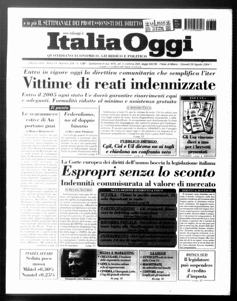 Italia oggi : quotidiano di economia finanza e politica